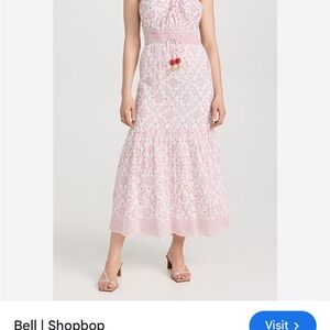 Tuckernuck Pink and White Halter Tiered Midi Dress